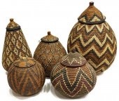 (5) AFRICAN ZULU WOVEN BEER /