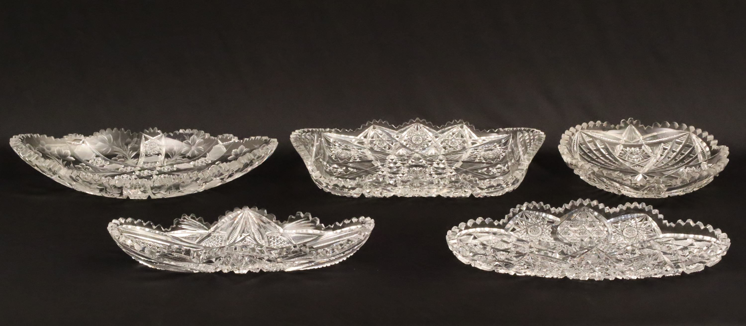 5 AMERICAN BRILLIANT CUT CRYSTAL
