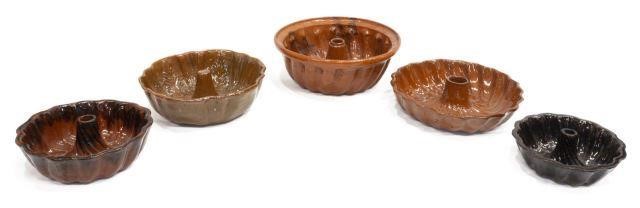 (5) AMERICAN REDWARE CAKE MOLDS,