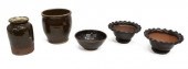 (5) AMERICAN REDWARE JUGS, BOW