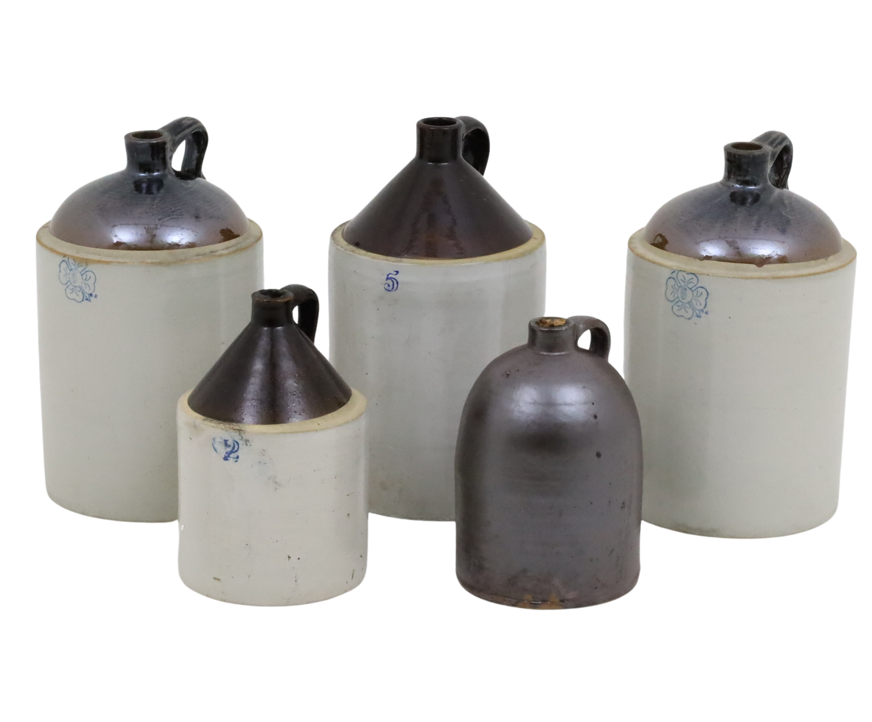 5 AMERICAN STONEWARE CROCKS