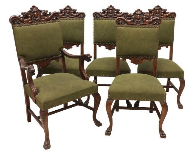 (5) AMERICAN VICTORIAN CARVED OAK