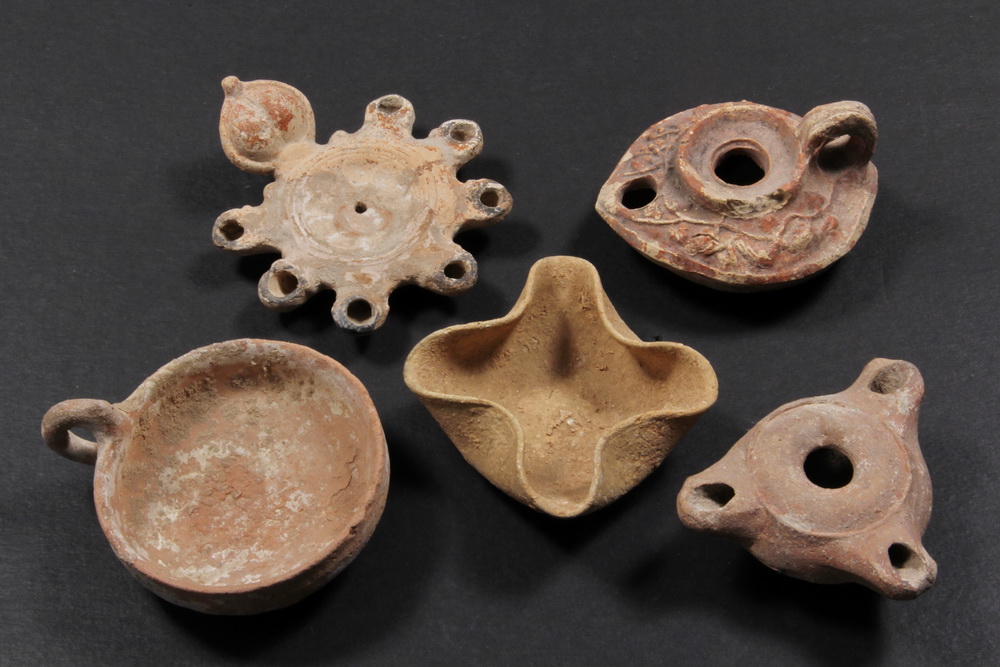 (5) ANCIENT POTTERY LAMPS - Five