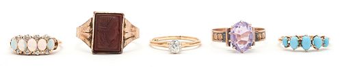 5 ANTIQUE ASSORTED GOLD &