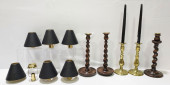 5 ANTIQUE CANDLESTICKS: BARLEY