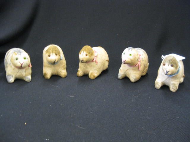 5 Antique German Toy Animals 4''