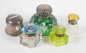 (5) ANTIQUE INKWELLS, STERLING