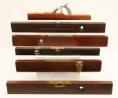 5 ANTIQUE MAHOGANY LEVELS AND