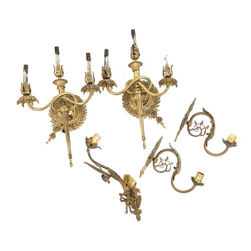 (5) ANTIQUE ORNATE BRASS WALL