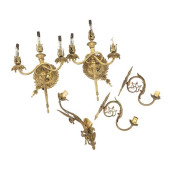 (5) ANTIQUE ORNATE BRASS WALL