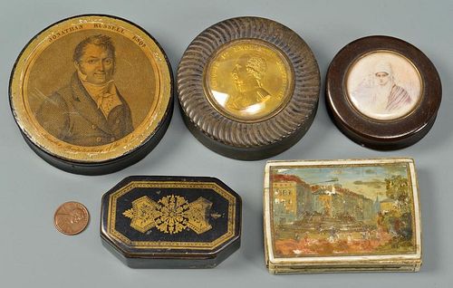 5 ANTIQUE SNUFF BOXES1st item: