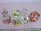 5 ART GLASS PAPERWEIGHTS & PER