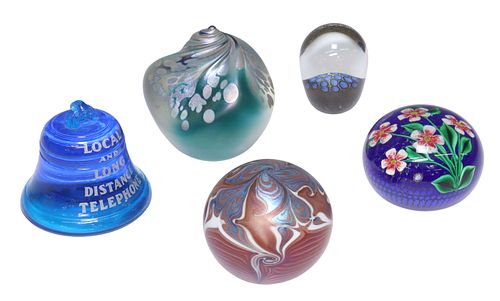 (5) ART GLASS PAPERWEIGHTS ST.