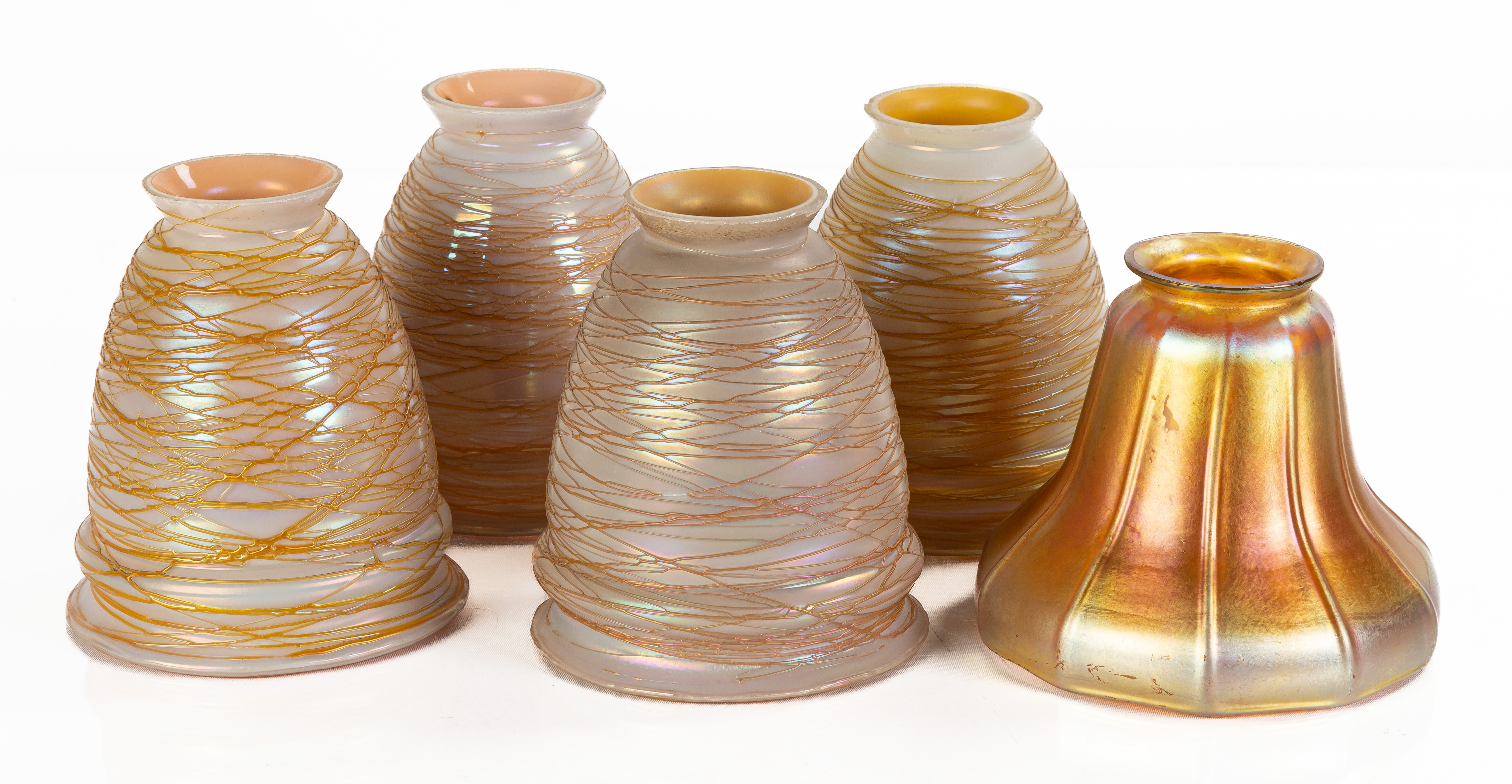(5) ART GLASS SHADES Four
