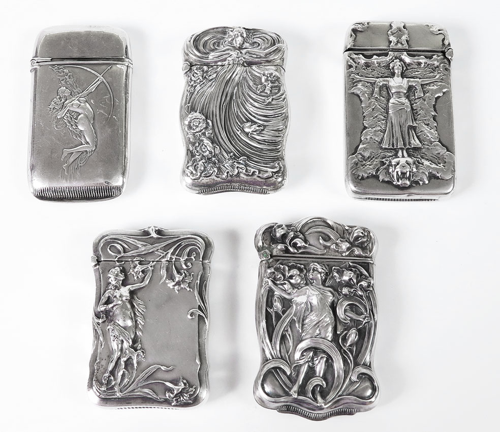 5 ART NOUVEAU FIGURAL STERLING