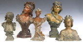 (5) ART NOUVEAU PATINATED META