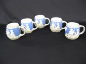 5 Art Pottery Mugs cameo scene
