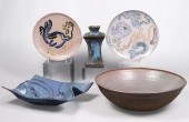 (5) Art pottery table items an