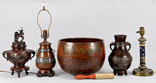 5 ASIAN BRONZE DECORATIVE