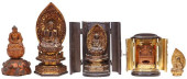 (5) ASIAN CARVED BUDDHA FIGURE
