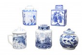 (5) Asian porcelain covered ja