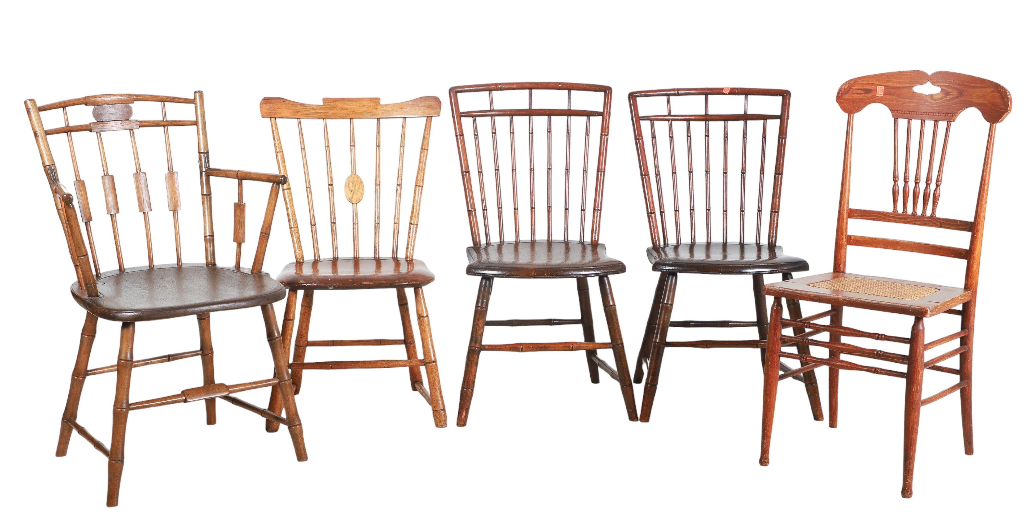 (5) Assembled chairs, c/o pair