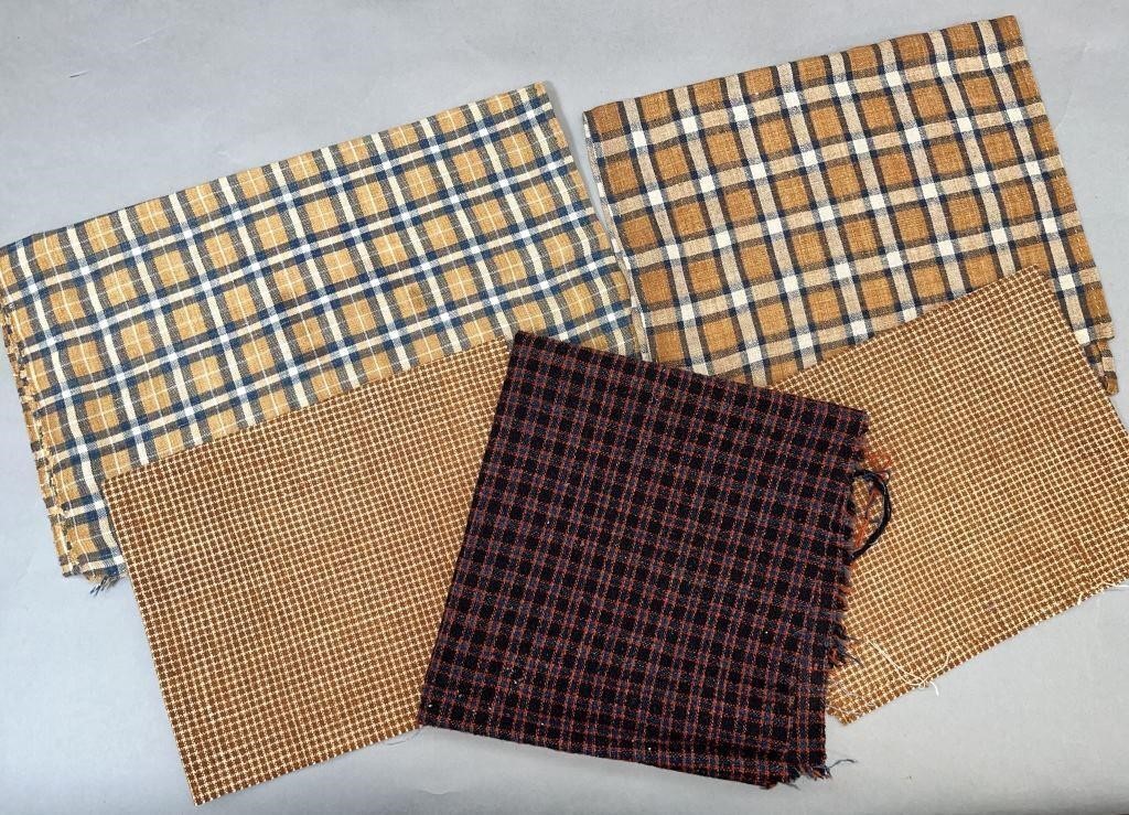 5 ASSORTED CHECK WOVEN TEXTILES CA.