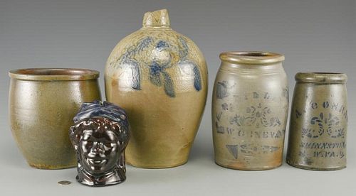 5 ASSTD. STONEWARE POTTERY ITEMS1st