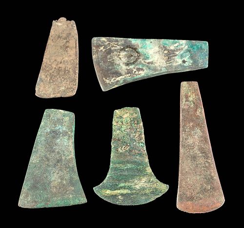 5 AZTEC COPPER TEPOZTLI AXE