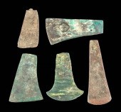 5 AZTEC COPPER TEPOZTLI AXE HE