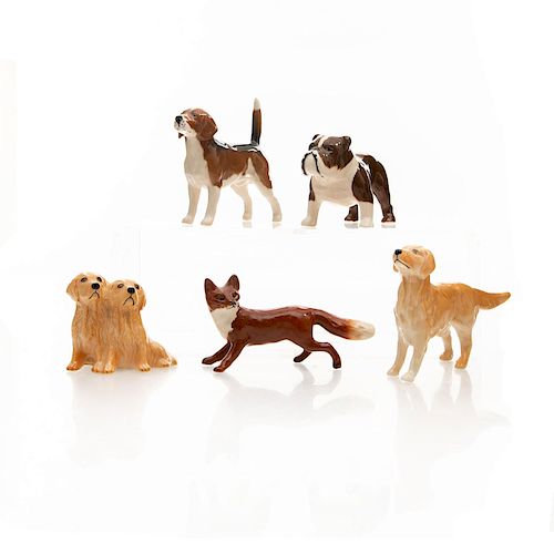 5 BESWICK DOG FIGURINES AND A