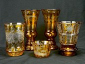 5 BOHEMIAN GLASS VASES5 Bohemi