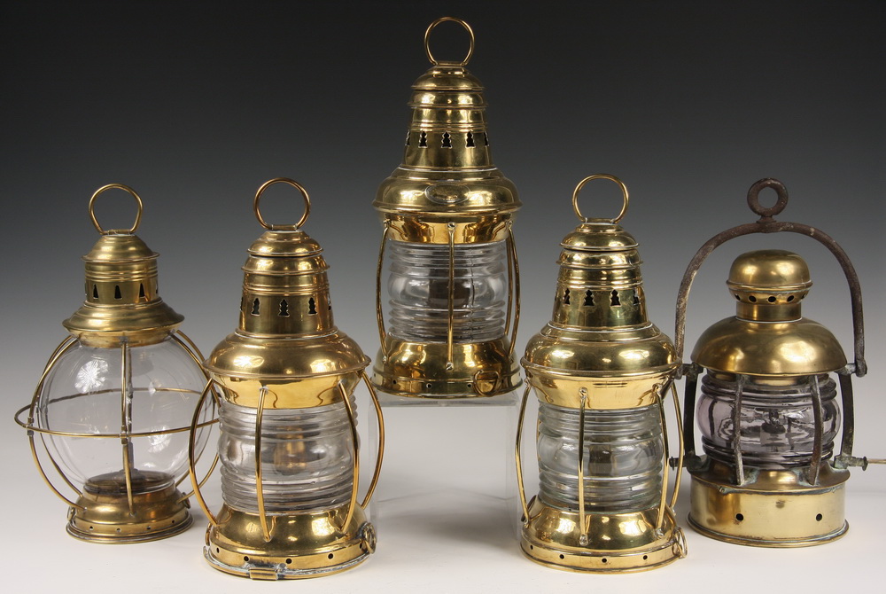 (5) BRASS SHIP'S LANTERNS - All