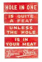 5 BURMA SHAVE WOODEN PAINTED S