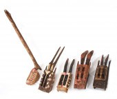 5 CARVED AFRICAN DOGON MASKS I