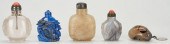 5 CARVED ASIAN SNUFF BOTTLES,