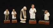 (5) Carved figurines, c/o (4)