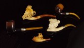5 CARVED MEERSCHAUM AMBER & ST