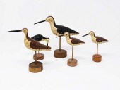 5 CARVED WOODEN SHORE BIRDS5 c