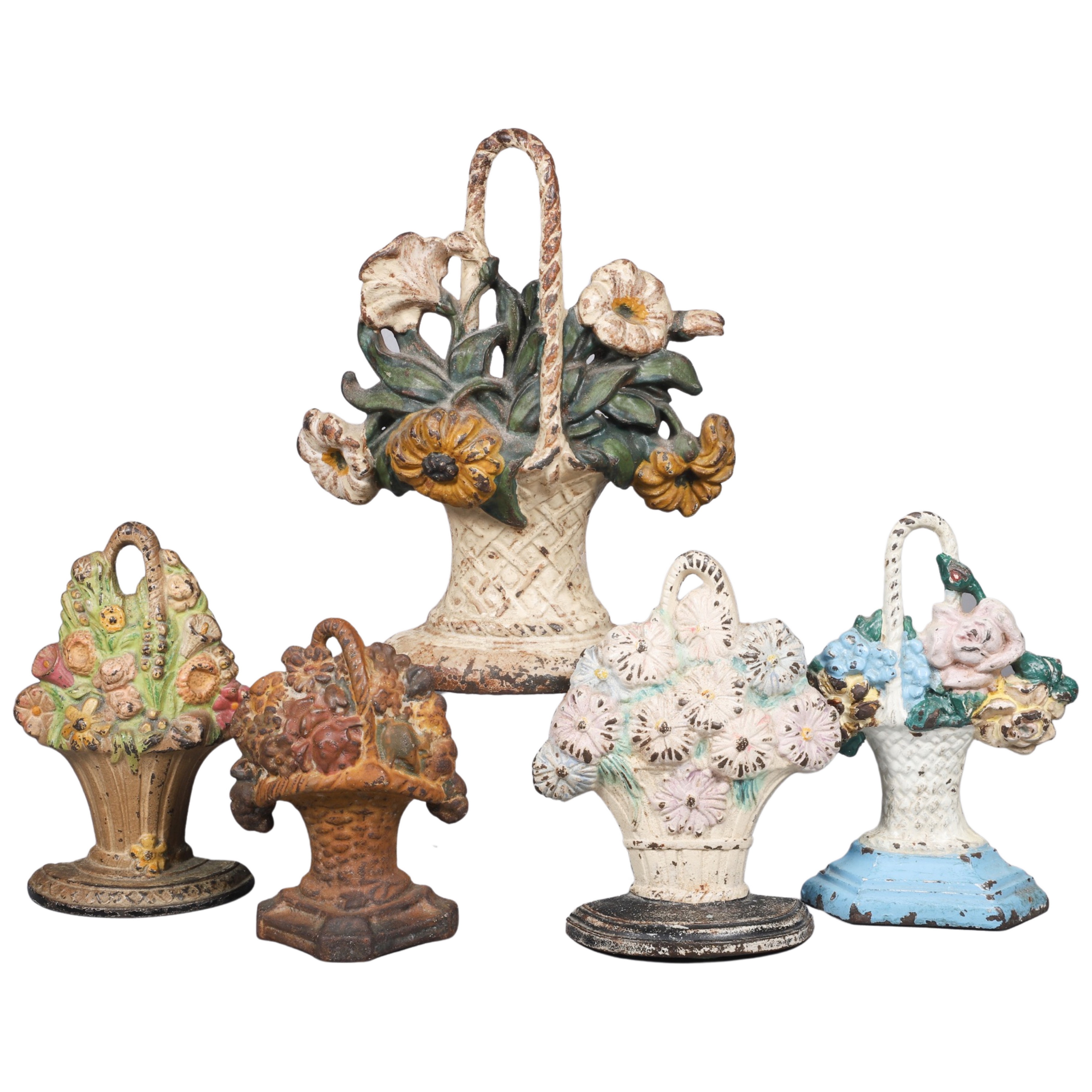 (5) Cast iron doorstops, flower