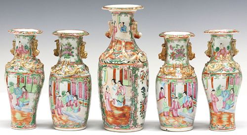 (5) CHINESE CANTON PARCEL GILT