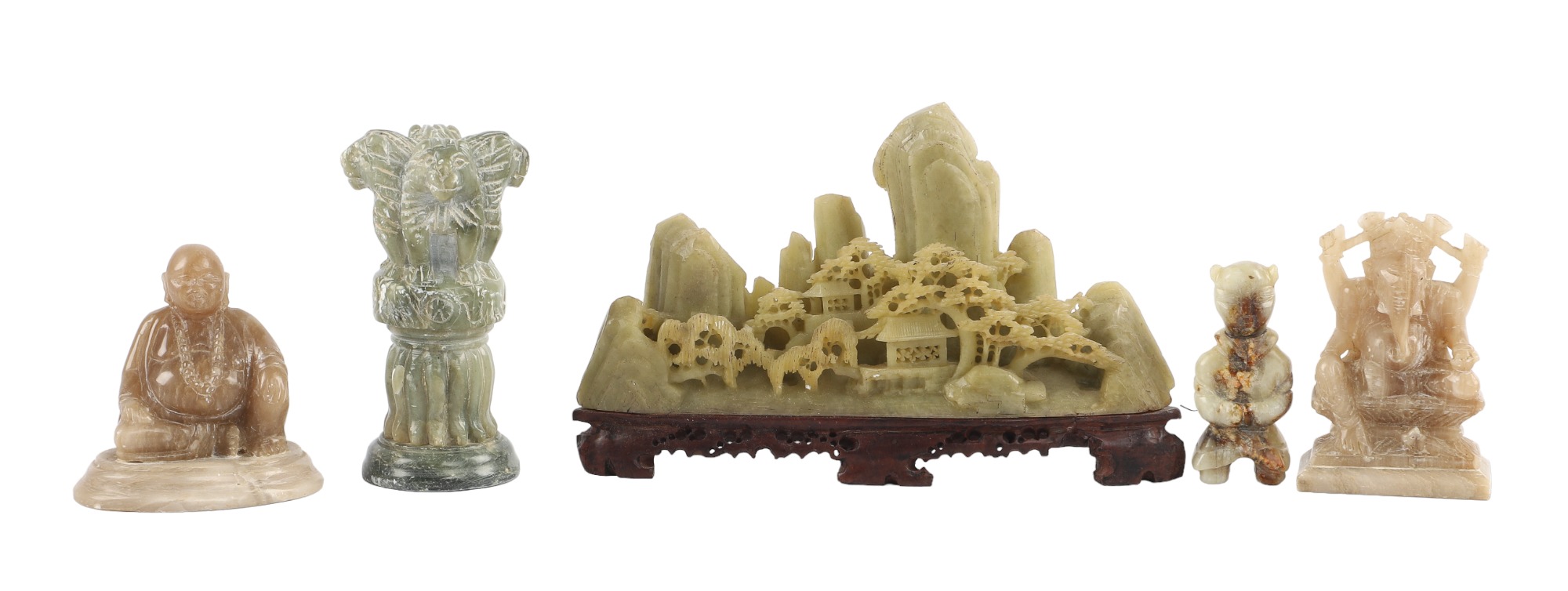 (5) Chinese carved stone figures,