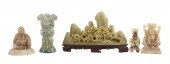 (5) Chinese carved stone figur
