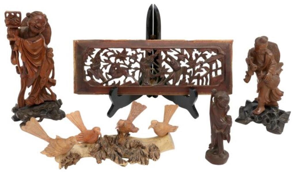 5) CHINESE CARVED WOOD TAOIST