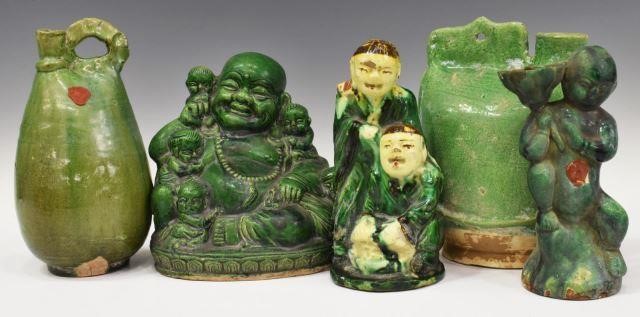 (5) CHINESE CERAMIC BUDDHA