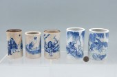 5 CHINESE FIGURAL BLUE & WHITE