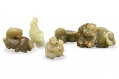 5 CHINESE JADE CARVED MONKEY,