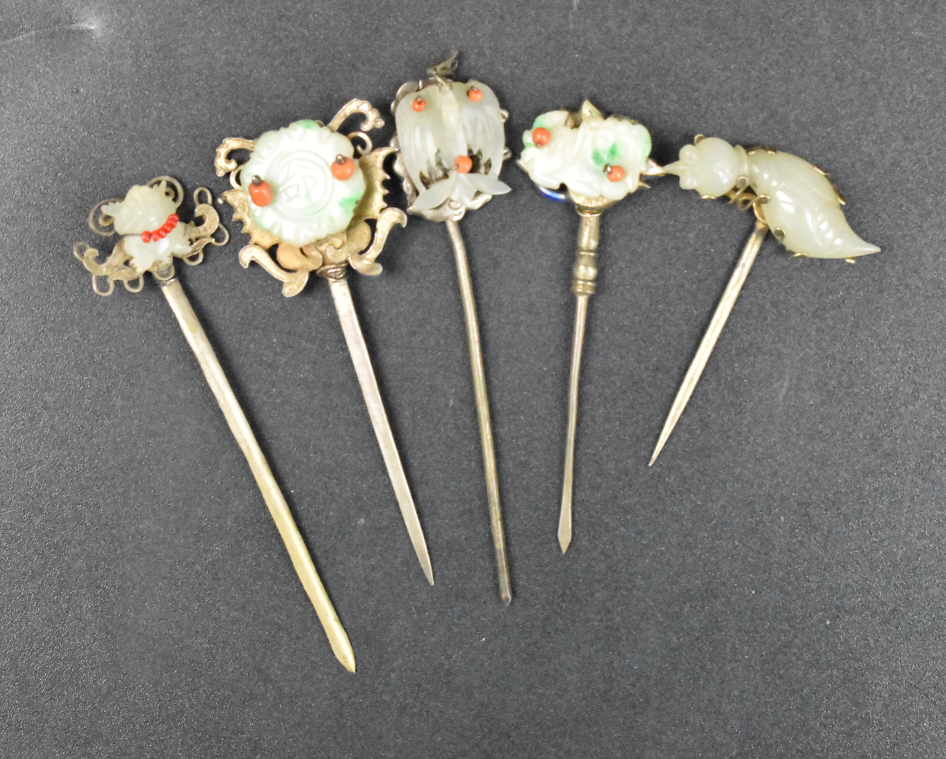 5 CHINESE JADE /JADEITE HAIRPIN,
