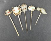 5 CHINESE JADE /JADEITE HAIRPI