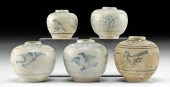 5 CHINESE MING POTTERY JARLETS